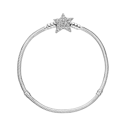 Pulsera Pandora Moments Cadena de Serpiente con cierre de Estrella Asimétrica
