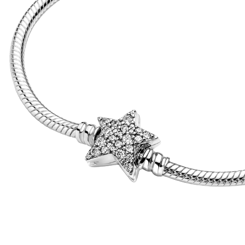 Pulsera Pandora Moments Cadena de Serpiente con cierre de Estrella Asimétrica