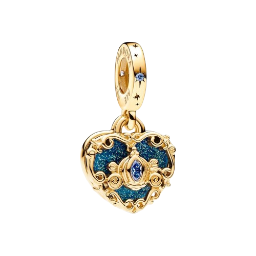 Charm Pandora Charm Colgante Doble Carroza y Corazón de La Cenicienta de Disney - Vista principal