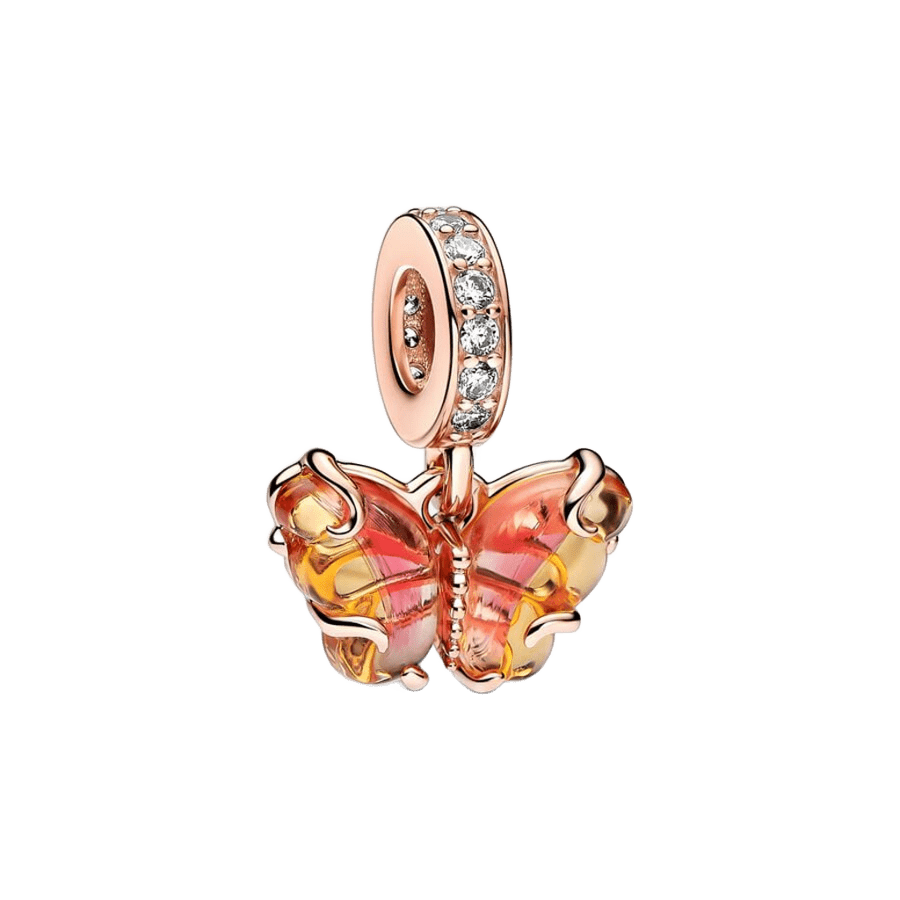 Charm Pandora Charm Colgante de Cristal de Murano Rosa y Amarillo Mariposa - Vista principal
