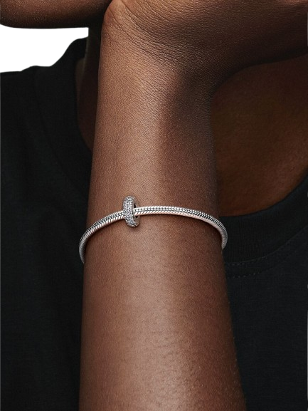 Charm Separador Brillante Transparente Plata de primera ley