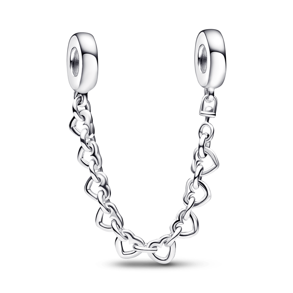 Charm Pandora Cadena de seguridad Corazones unidos Pandora Plata Esterlina - Vista detalle