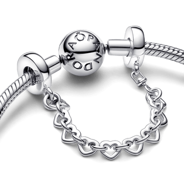 Charm Pandora Cadena de seguridad Corazones unidos Pandora Plata Esterlina - Vista principal