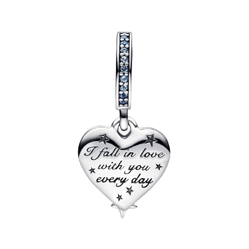 Charm colgante Doble Corazón Estrella Fugaz