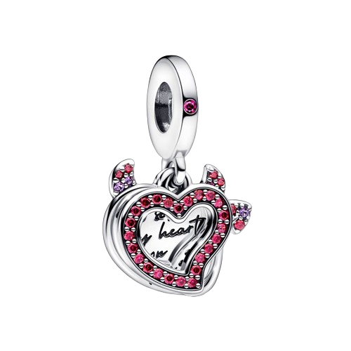 Charm Colgante Doble Corazón Diablo