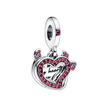 Charm Colgante Doble Corazón Diablo