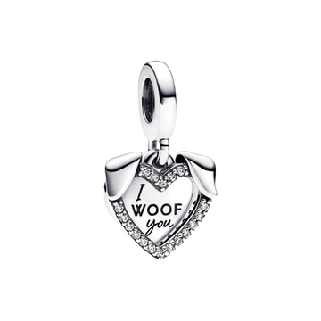 Charm Colgante Doble Corazón y Perro