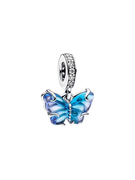 Charm Colgante Mariposa de Cristal de Murano Azul