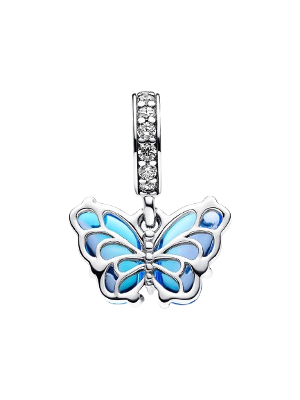 Charm Colgante Mariposa de Cristal de Murano Azul