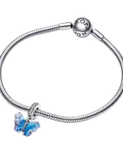 Charm Colgante Mariposa de Cristal de Murano Azul
