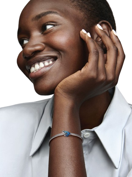 Charm Geco Azul Metálico Plata de primera ley