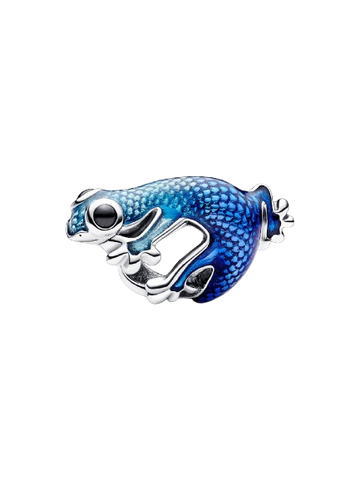 Charm Geco Azul Metálico Plata de primera ley