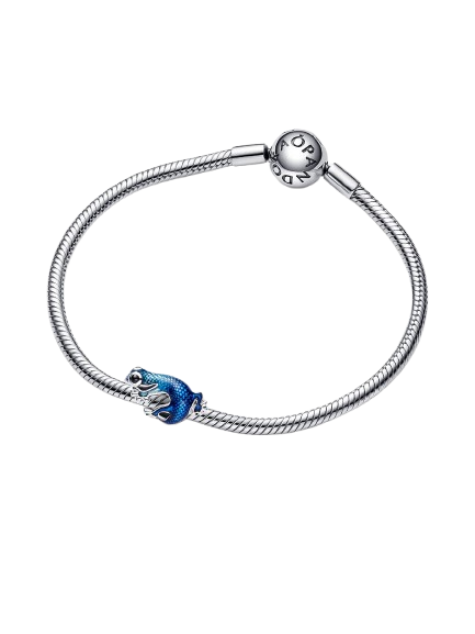 Charm Geco Azul Metálico Plata de primera ley