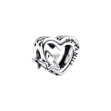 Charm Corazón en filigrana Familia y Estrella