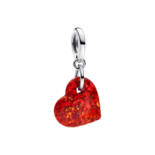 Charm Colgante Corazón Rojo Opalescente
