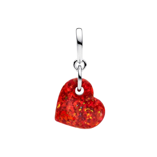 Charm Colgante Corazón Rojo Opalescente