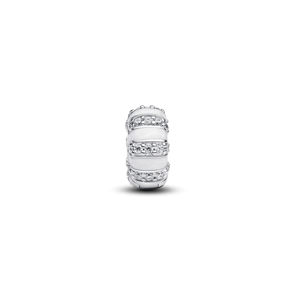 Charm Pandora Charm de Clip Esmalte y Gemas Blanco - Vista detalle