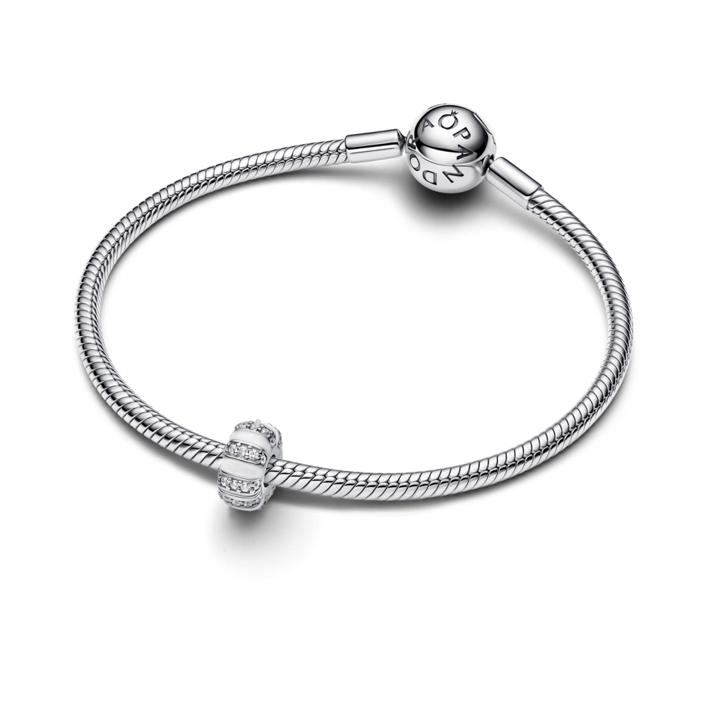 Charm Pandora Charm de Clip Esmalte y Gemas Blanco - Imagen 3