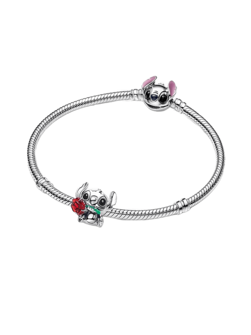Charm Pandora Charm Stitch de Disney con Rosa Cristal de Murano - Imagen 3