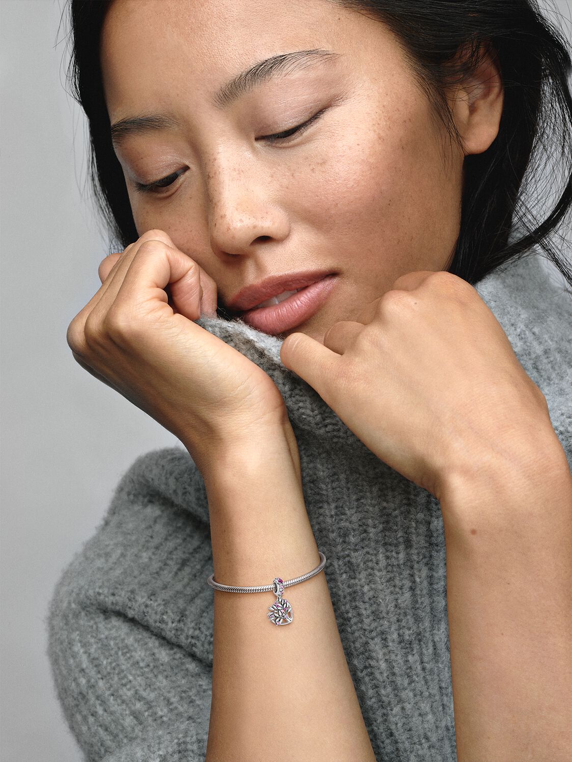 Charm Colgante Árbol Genealógico de Corazón Rosa