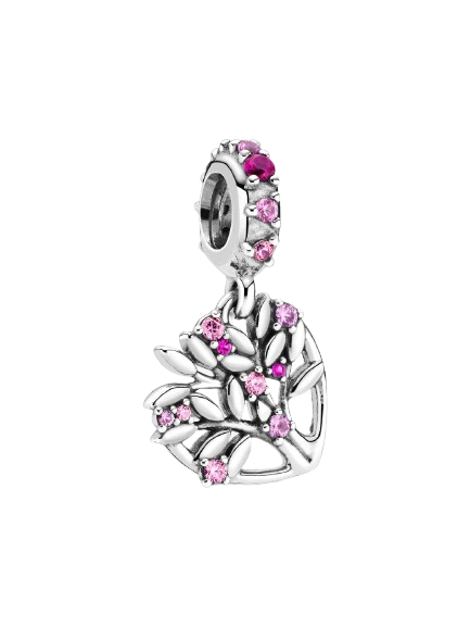 Charm Colgante Árbol Genealógico de Corazón Rosa