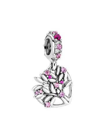 Charm Colgante Árbol Genealógico de Corazón Rosa