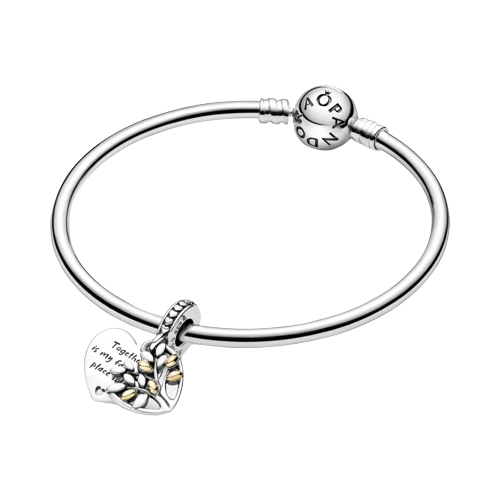 Colgante de corazón de árbol genealógico de dos tonos