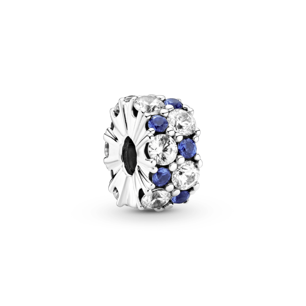 Charm Pandora Clip fijo transparente y azul brillante - Vista principal