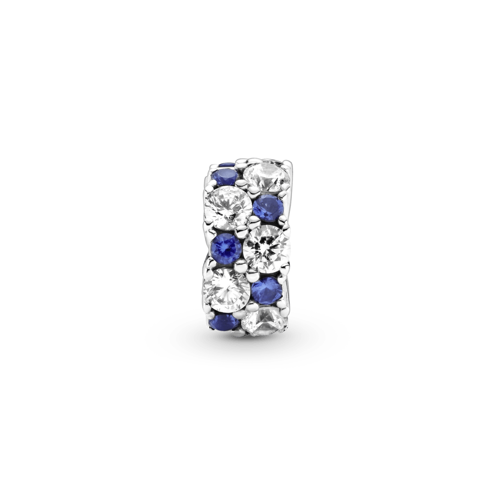 Charm Pandora Clip fijo transparente y azul brillante - Vista detalle