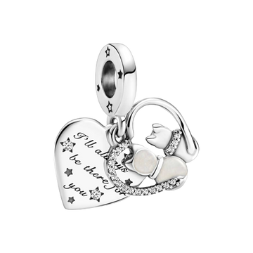 Charm Colgante Gatos y Corazones