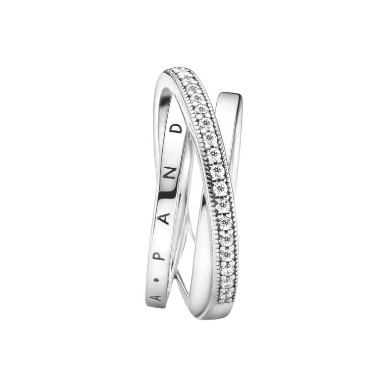 Anillo Cruzado Triple Banda en Pavé