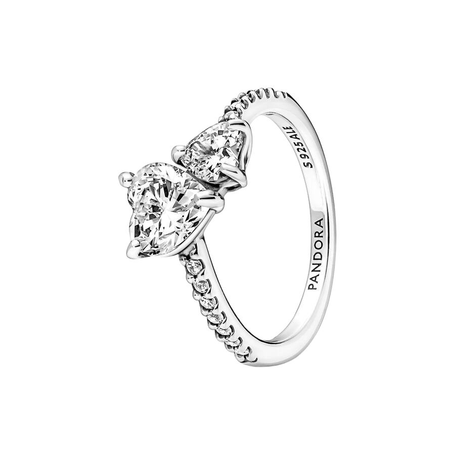 Anillo Doble Corazón Brillante