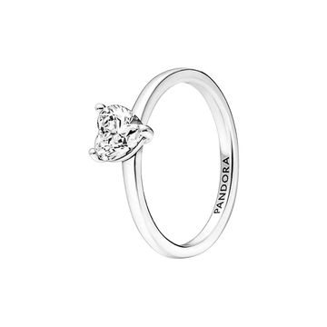 Anillo Solitario Corazón Brillante
