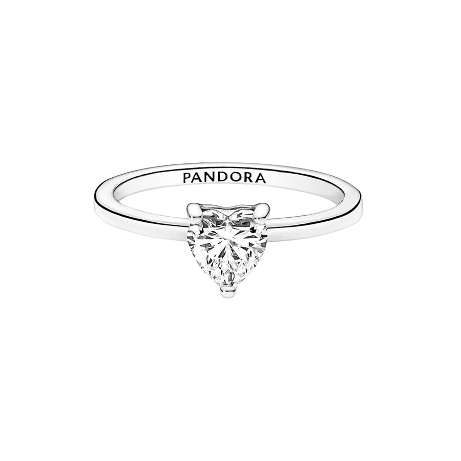 Anillo Solitario Corazón Brillante