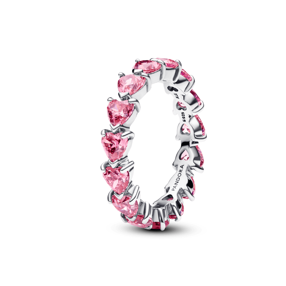 Anillo Pandora Anillo Alianza de Corazones Rosas - Vista principal