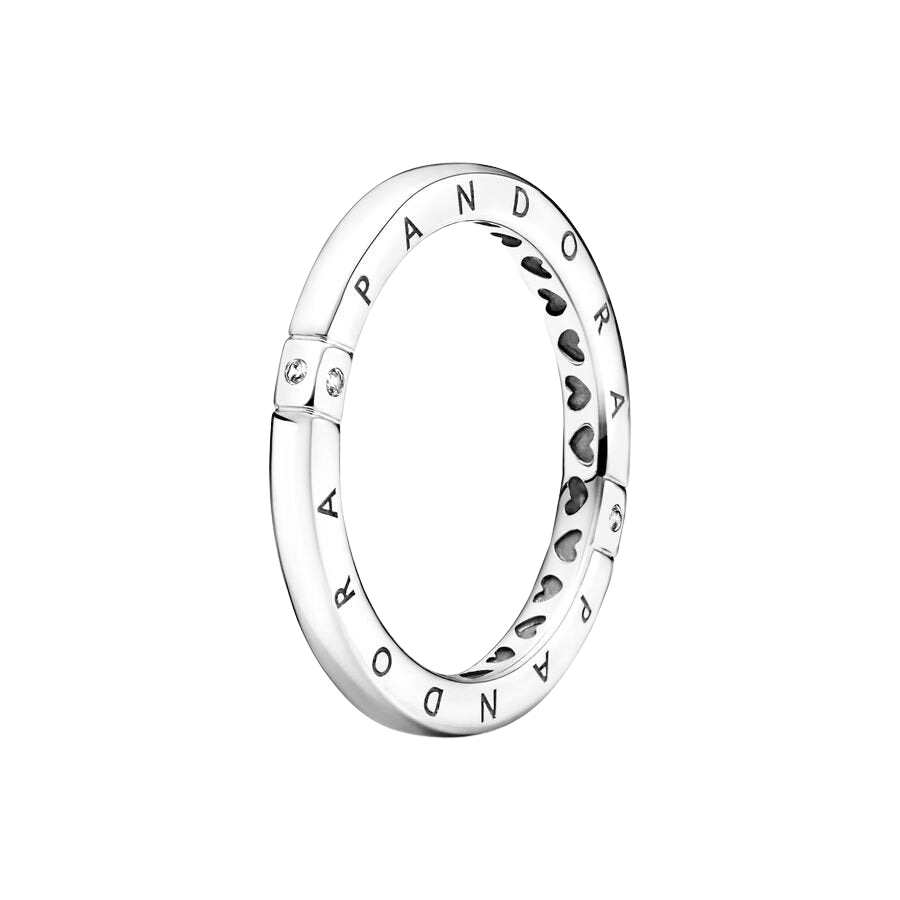 Anillo en plata de ley Logo y Corazones