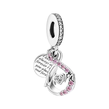Charm Colgante Doble Mamá Infinito Pavé