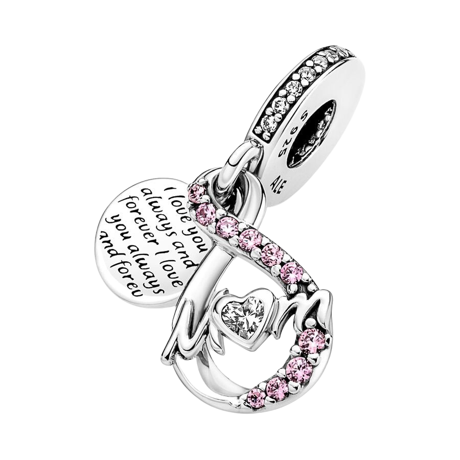 Charm Colgante Doble Mamá Infinito Pavé