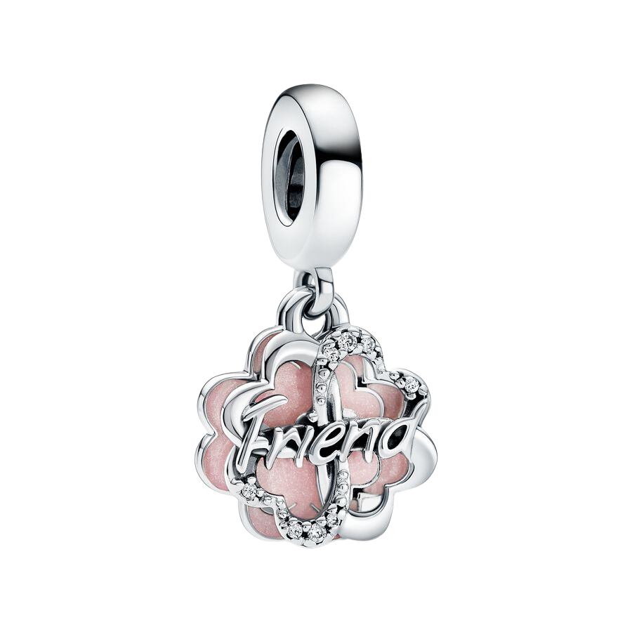 Charm Colgante Doble Trébol de Cuatro Hojas de la Amistad