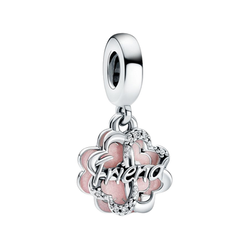 Charm Colgante Doble Trébol de Cuatro Hojas de la Amistad