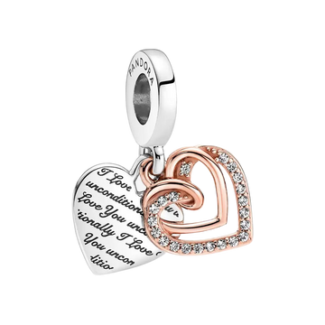 Charm Colgante Doble Corazones Entrelazados