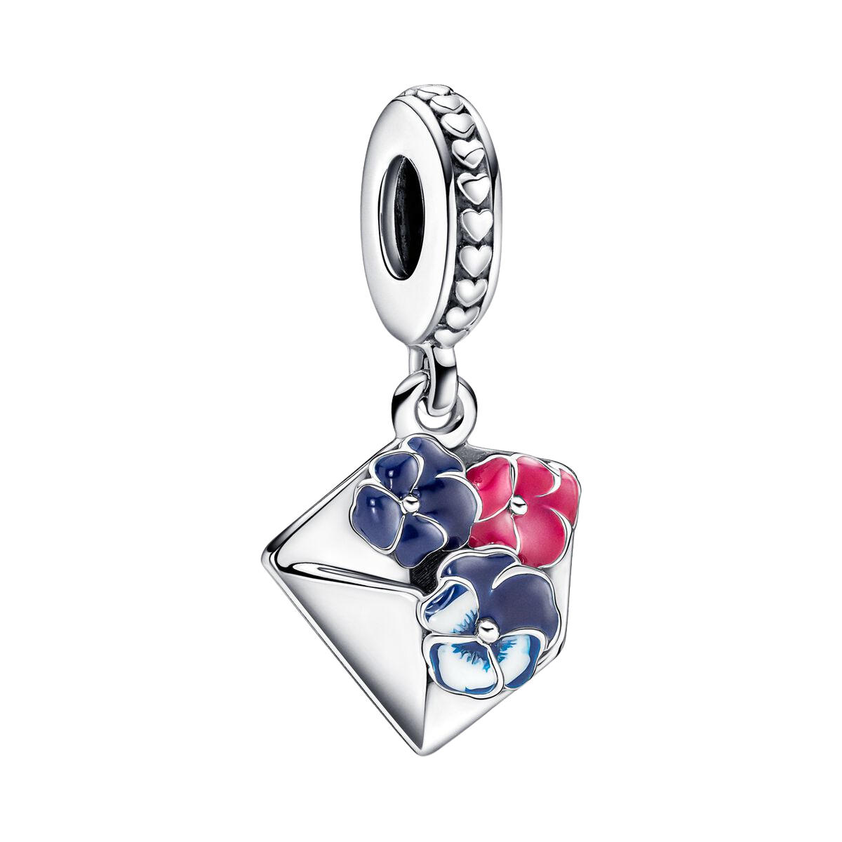 Charm Colgante Sobre con Flores Pensamiento