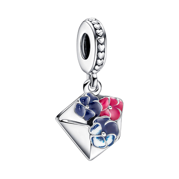 Charm Colgante Sobre con Flores Pensamiento