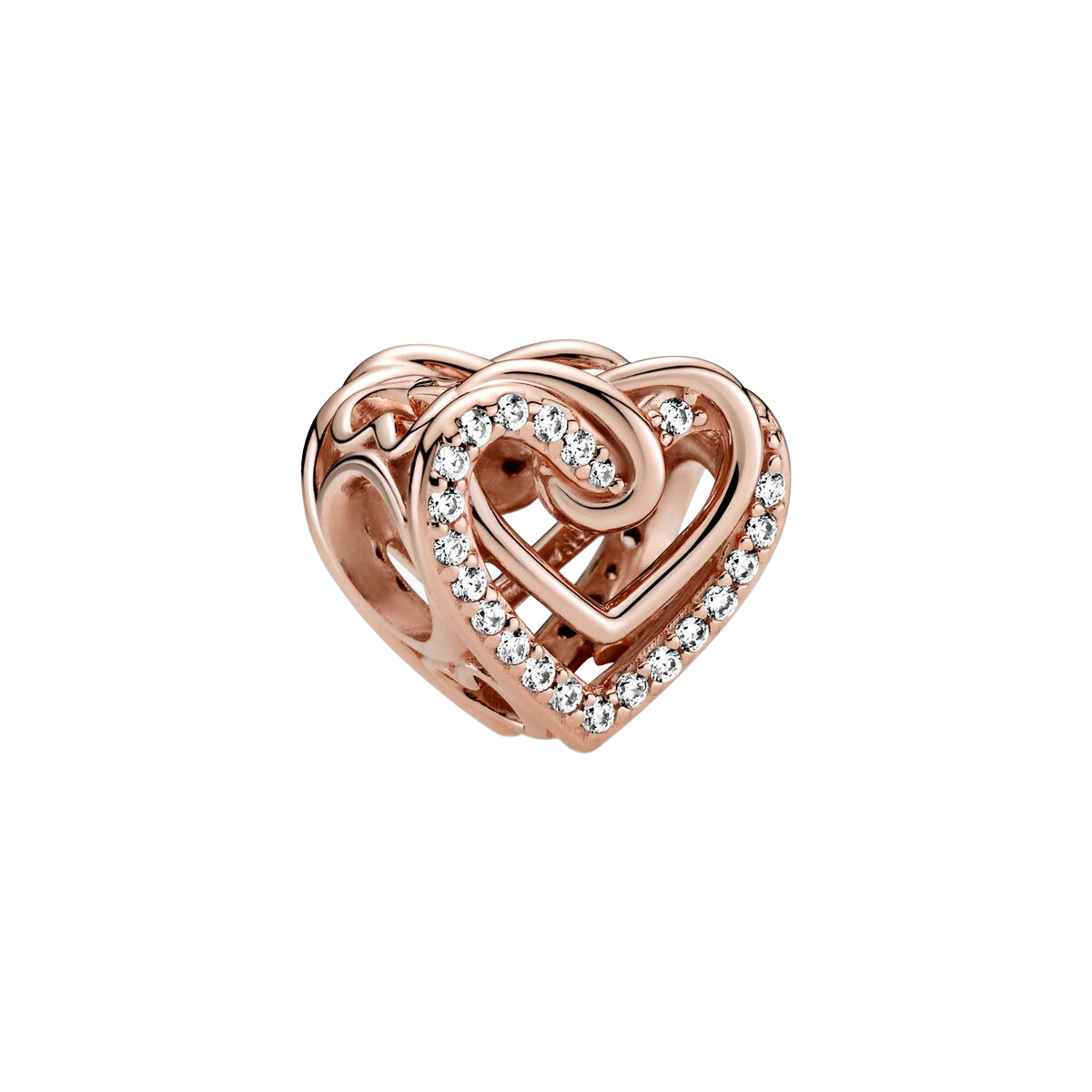 Charm en plata de ley Corazones Brillantes Entrelazados