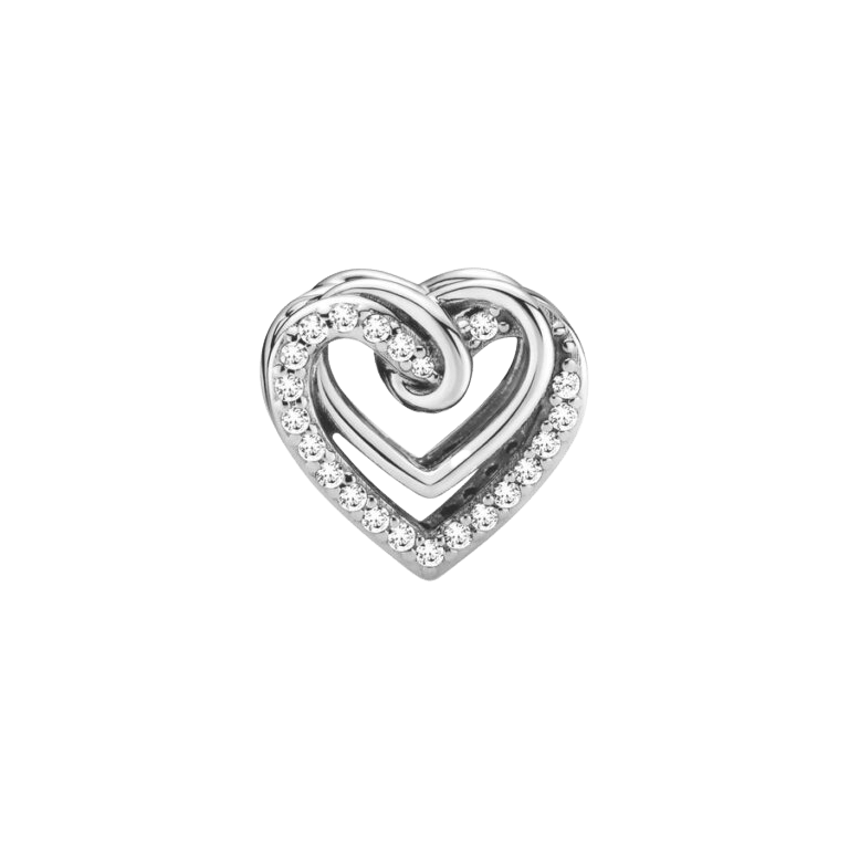 Charm en plata de ley Corazones Brillantes Entrelazados