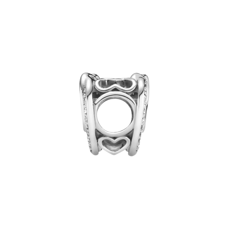 Charm en plata de ley Corazones Brillantes Entrelazados