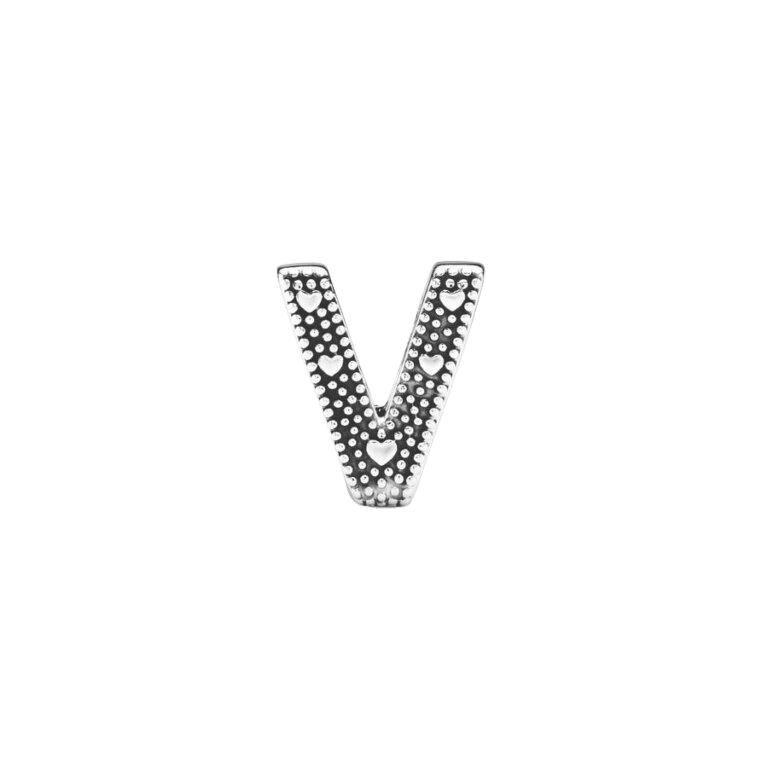 Charm en plata de ley Letra V