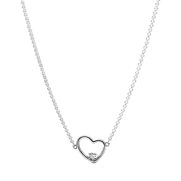 Collar en plata de primera ley Corazón de Amor Asimétrico