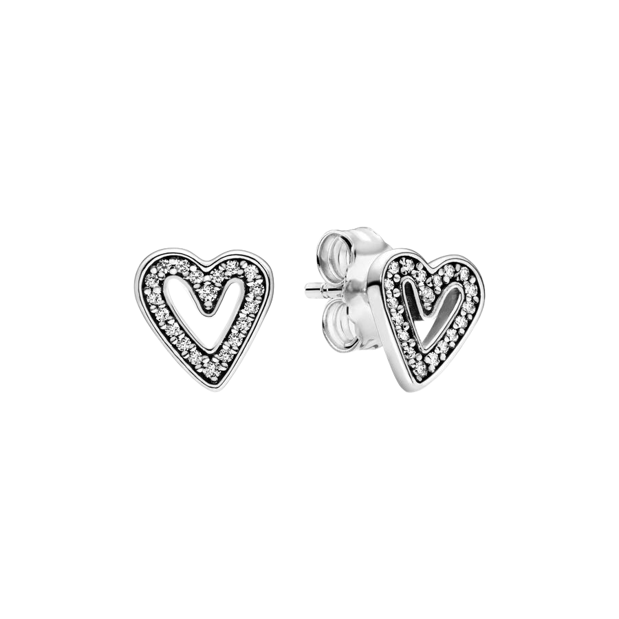 Pendientes corazones brillantes en plata