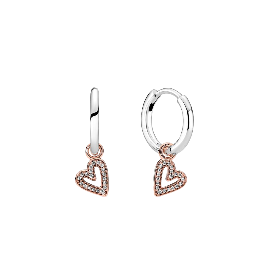 Pendientes de Aro Corazón A Mano Alzada Brillante